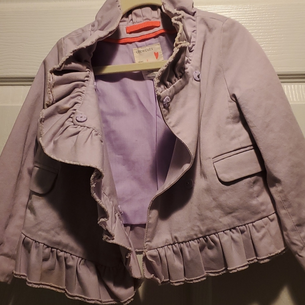 Crewcuts Ruffle Jacket Purple Size 3T Spring - Picture 4 of 6